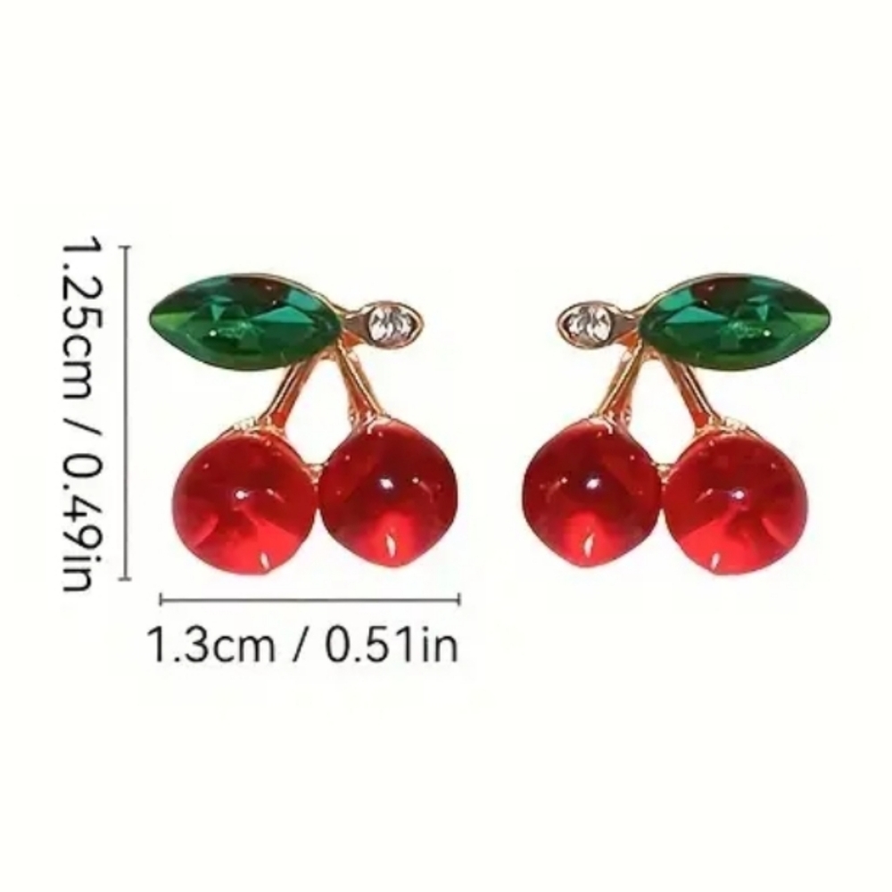🆕️ Cherry Red and Green Earrings - Picture 4 of 4